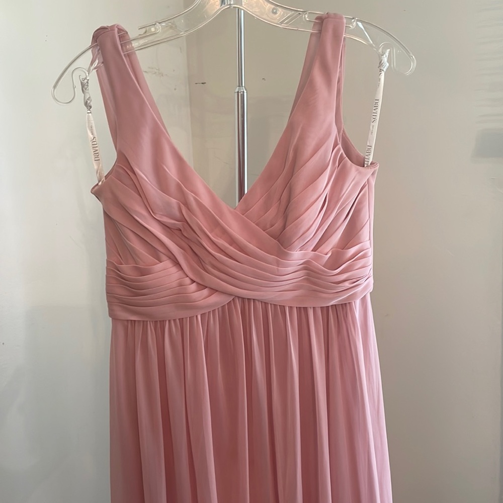 Pink Draped Pleated Maxi David’s Bridal Bridesmaid Gown Dress empress style